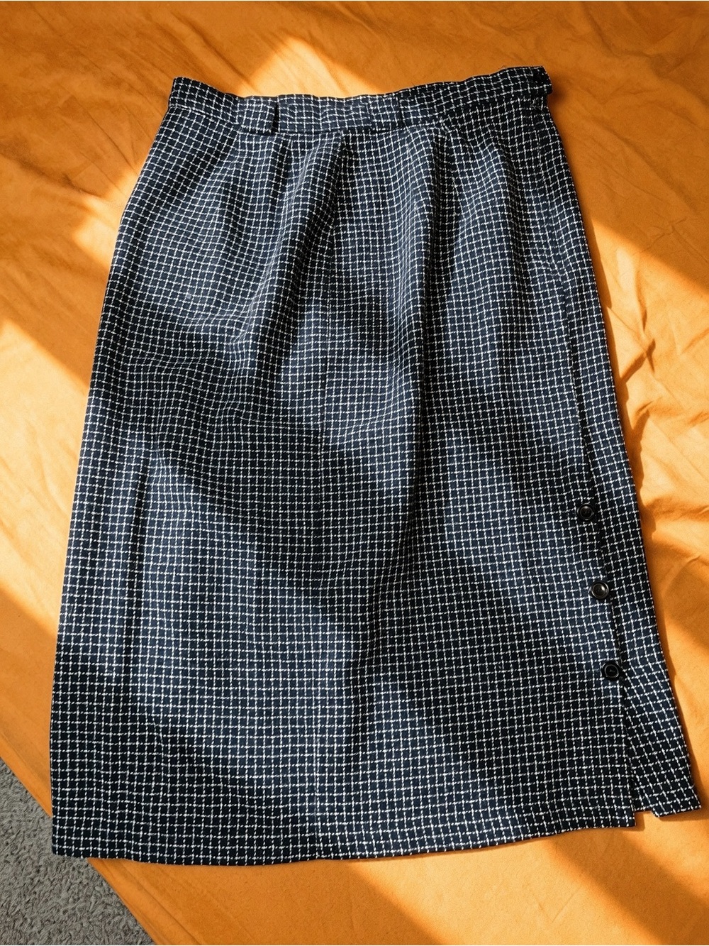 🖤 Vintage 90s Separate Editions Midi Skirt Italian Fabric - Wool Blend - Plaid 🏁